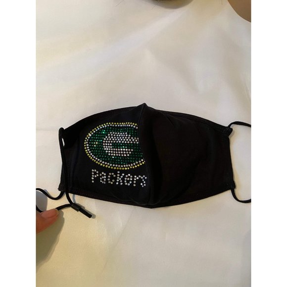 Green Bay Packers Side Logo Bling Rhinestone Face Mask - Picture 4 of 10